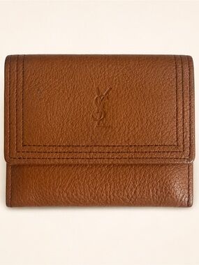 Vintage YSL Yves Saint Laurent Brown Leather Coin Pouch Card Case